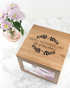 Personalised Happy Mother's Day Large Oak Photo Cube