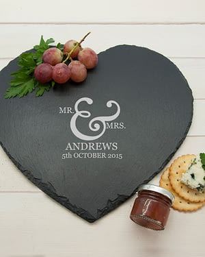 Classic Couples' Heart Slate Cheese Board