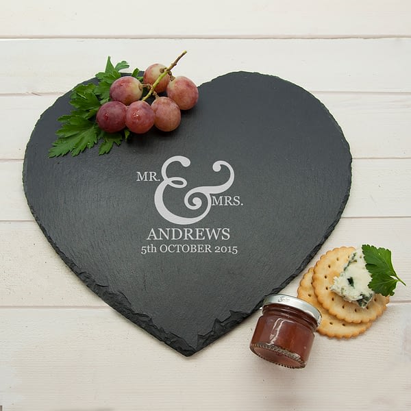 Classic Couples' Heart Slate Cheese Board