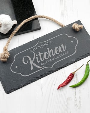 Personalised Our Kitchen Slate Hanging Sign