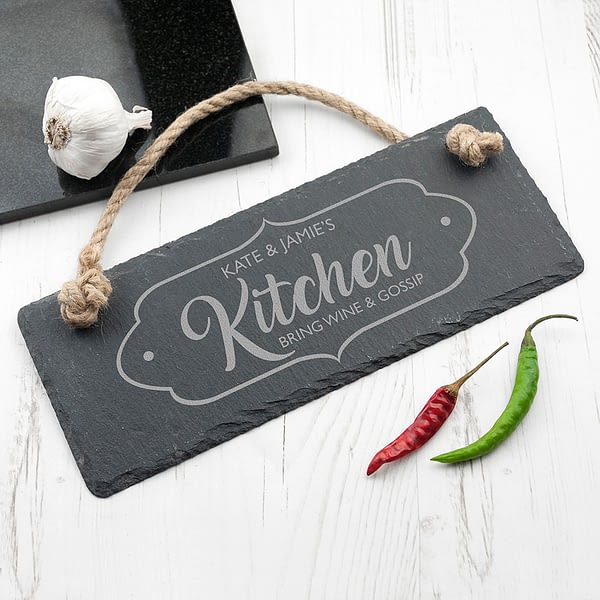 Personalised Our Kitchen Slate Hanging Sign