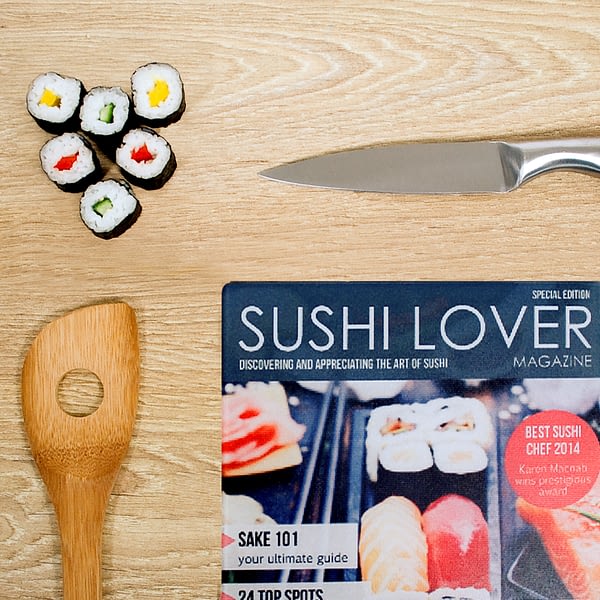 Sushi Lover Magazine Personalised Glass Chopping Board