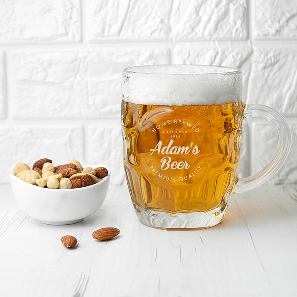 Personalised Home Brewed Dimpled Beer Glass