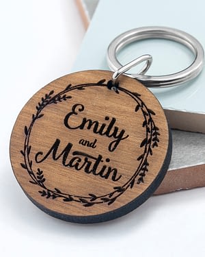 Personalised Romantic Wreath Engraved Keyring