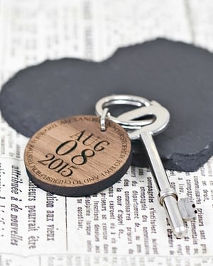 Custom Special Date Keyring - Circular Message Design