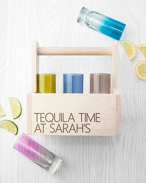 Personalised LSA Coloured Shot Glass Trug