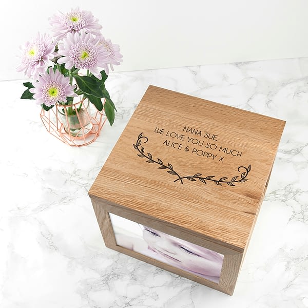 Personalised Mother's Love Large Oak Photo Cube