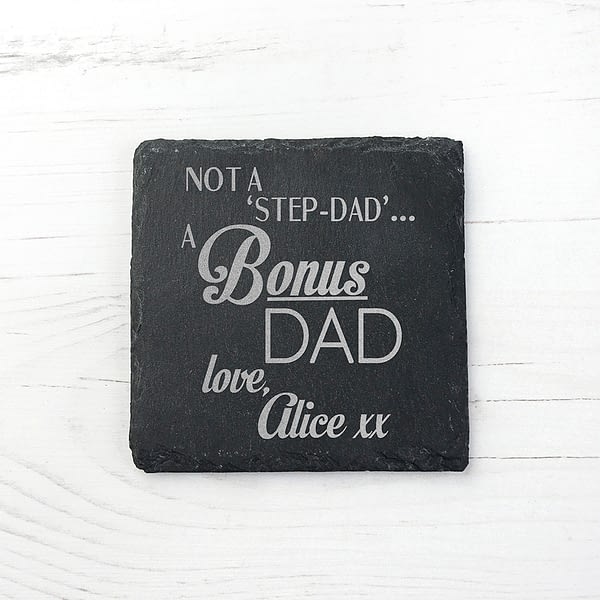 A Bonus Dad Square Slate Keepsake