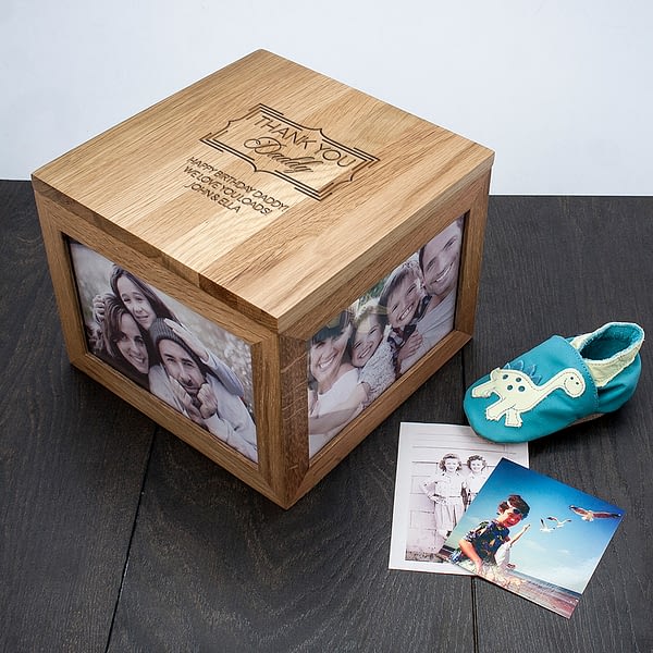 Personalised Thank You Large Oak Photo Keepsake Box