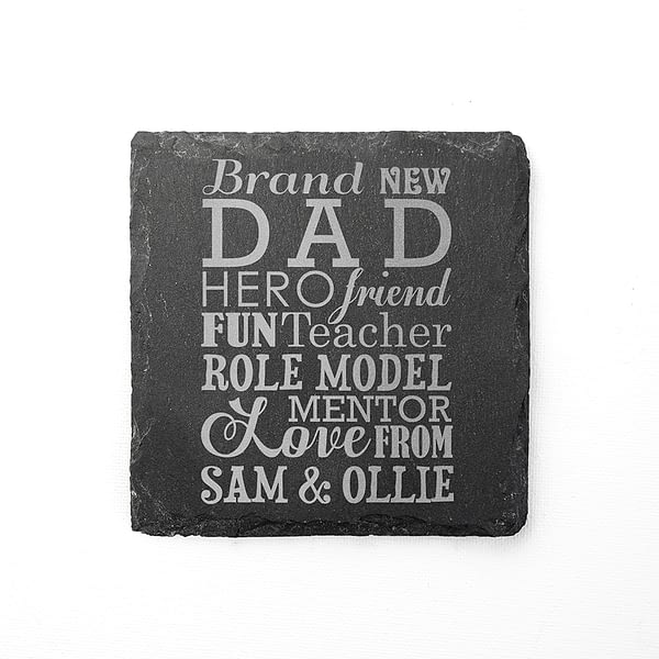 What A New Dad Means Square Slate Keepsake