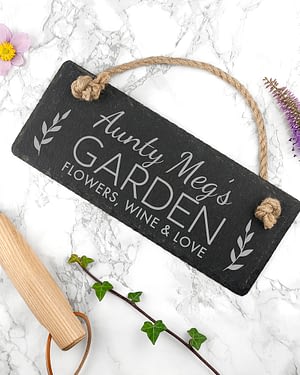 Personalised Our Garden Slate Hanging Sign