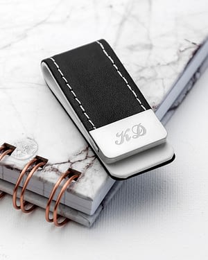 Black Leather Money Clip