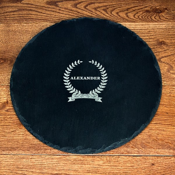 Name Of Honour Round Slate Cheese Board