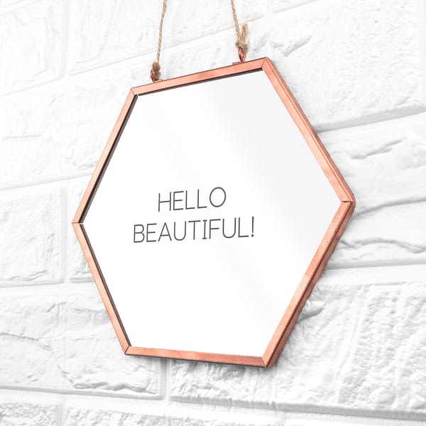 Personalised Hexagon Copper Mirror