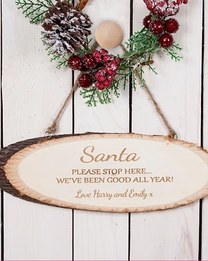 Santa Please Stop Here Wooden Sign