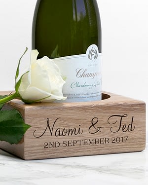 Personalised Solid Oak Champagne Holder