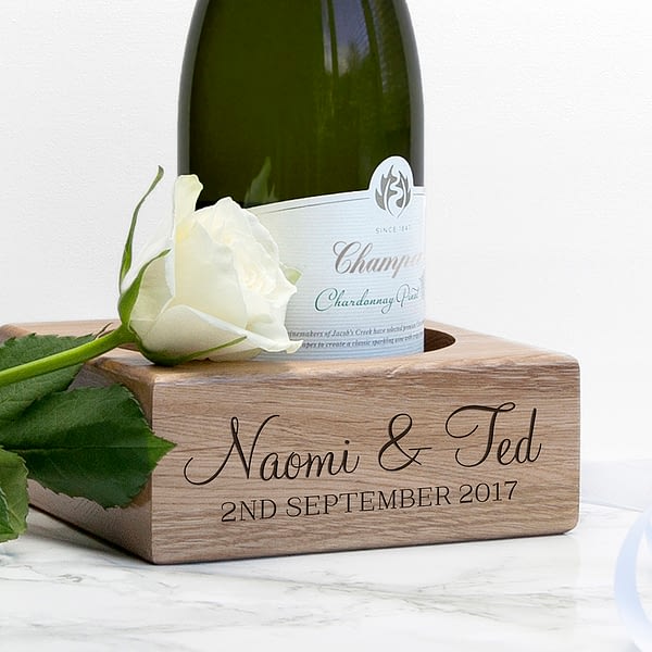 Personalised Solid Oak Champagne Holder