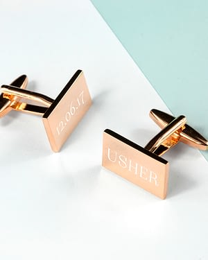 Personalised Rectangle Rose Gold Plated Cufflinks