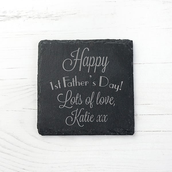 Happy 1st Father's Day Square Slate Keepsake