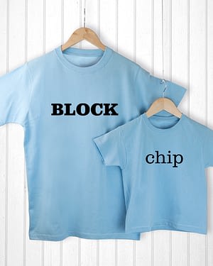 Personalised Daddy and Me Chip off the Old Block Blue T-Shirts