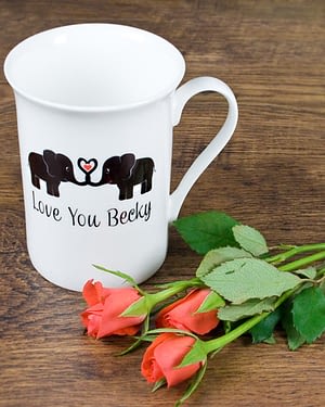 Elephants In Love Bone China Mug