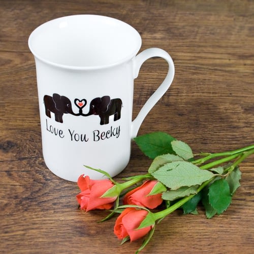 Elephants In Love Bone China Mug