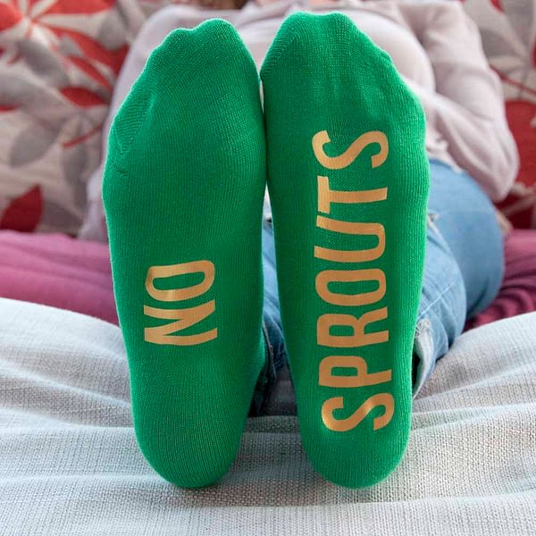 Personalised Sprout Green and Canary Yellow Christmas Day Socks