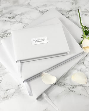 Personalised White Leather Wedding Guest Book