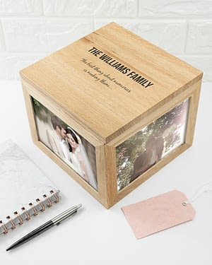 We Are Family Oak Photo Keepsake Box