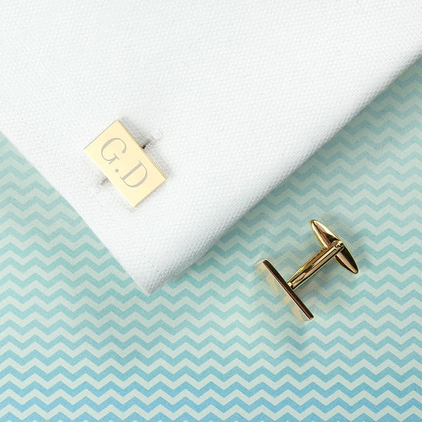 Personalised Rectangle Gold Plated Cufflinks