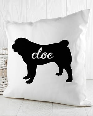 Personalised Pug Silhouette Cushion Cover