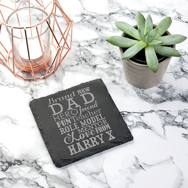 What A New Dad Means Square Slate Keepsake