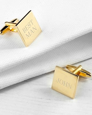 Personalised Square Gold Plated Cufflinks