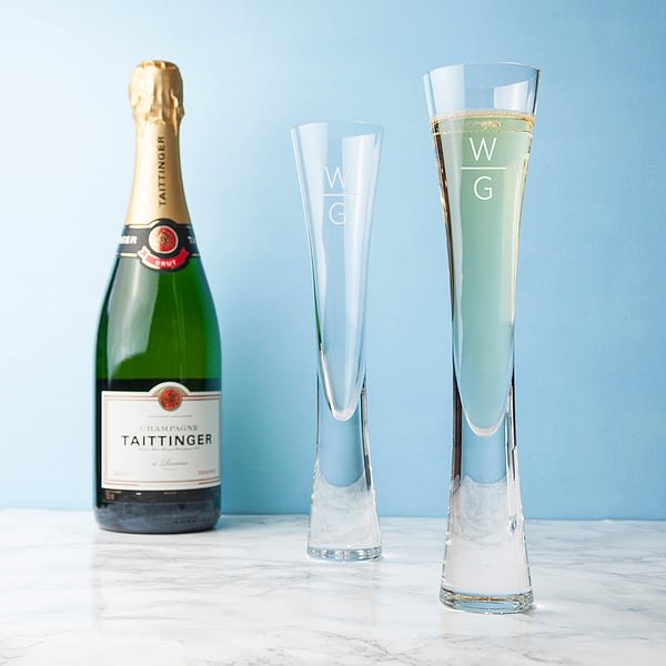 Monogrammed LSA Champagne Flutes Set of  2