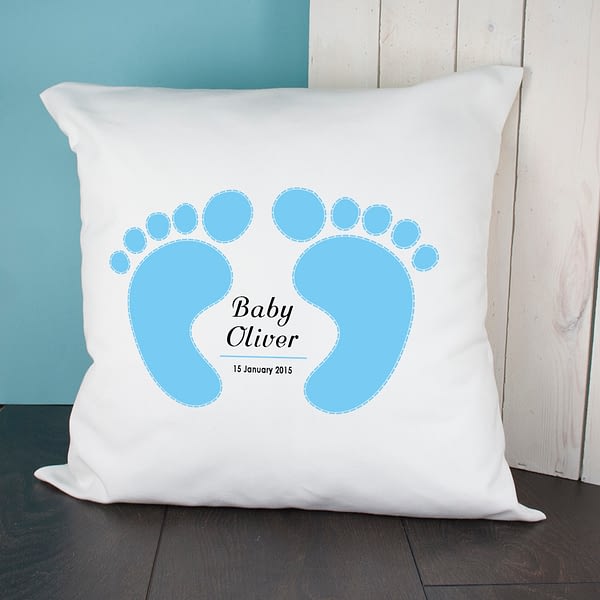 Baby Cushion Cover - Feet (Blue)