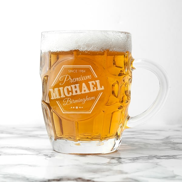 Personalised Premium Dimpled Beer Glass