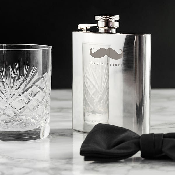 Moustache 6oz Hip Flask