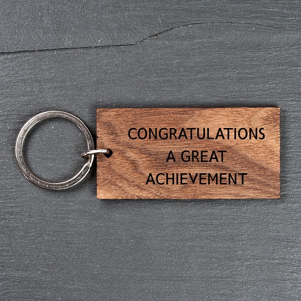 Personalised Rectangle Walnut Keyring