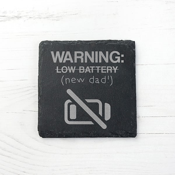 Warning: New Dad Square Slate Keepsake (Non Personalised Gift)