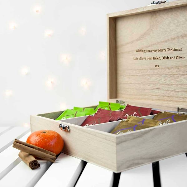 Personalised Festive Woodland Christmas Tea Box