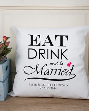 Eat Drink and be Married Couple Cushion Cover