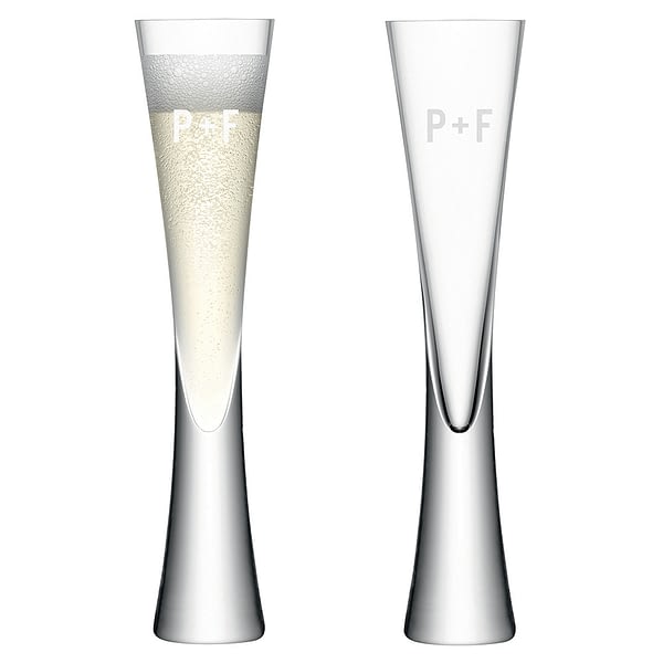 Monogrammed LSA Champagne Flutes Set of  2