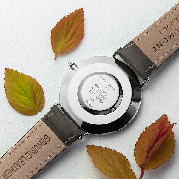 Men's Modern-Vintage Personalised Leather Watch In Ash