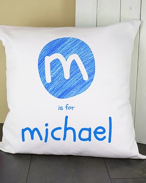 Personalised Blue Initial Cushion Cover