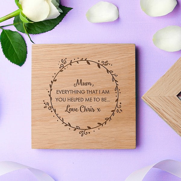 Personalised Thank You Mum Oak Photo Cube