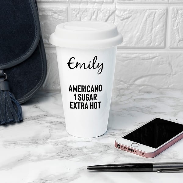 Personalised Name and Order Ceramic Travel Mug