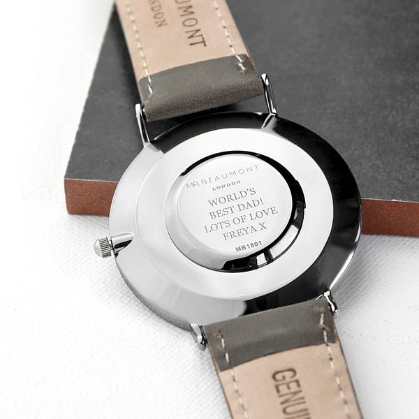 Men's Modern-Vintage Personalised Leather Watch In Ash