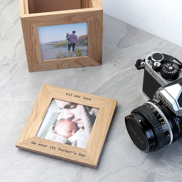 Personalised Oak Photo Cube Keepsake Box