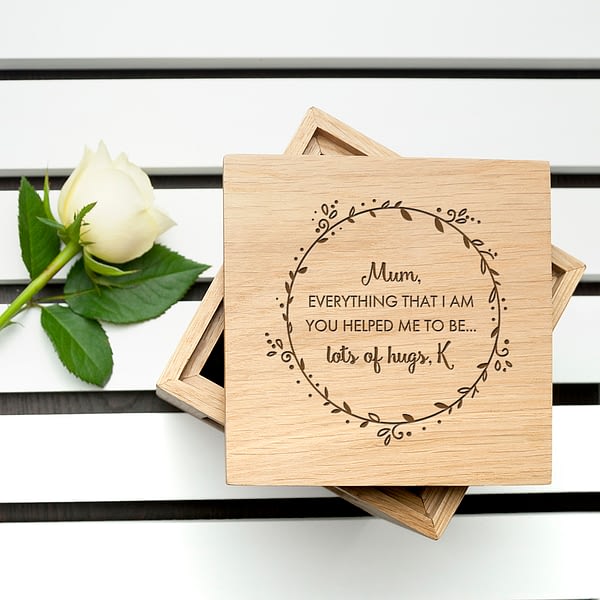 Personalised Thank You Mum Oak Photo Cube