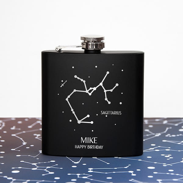 Star Constellation Matte Black Hip Flask